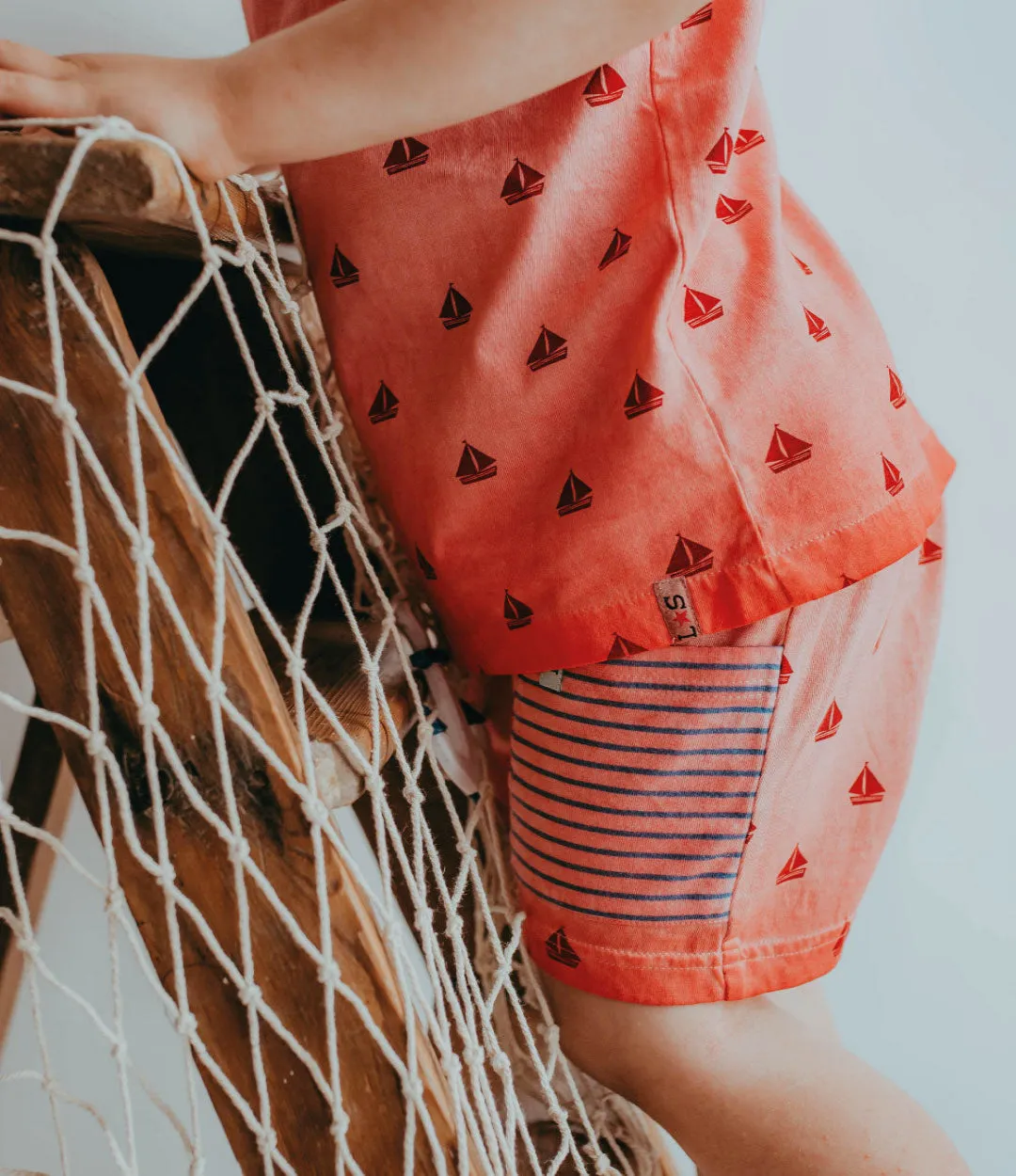 Red Ship Print Shorts