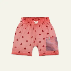 Red Ship Print Shorts
