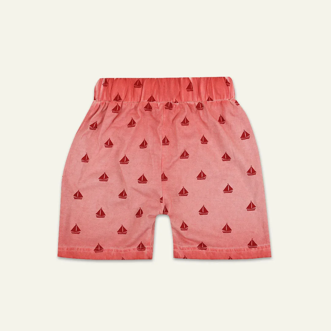 Red Ship Print Shorts