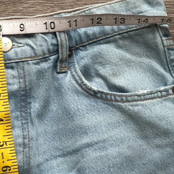 Reformation Jeans Blue Ankle Cropped Jeans 30 with Patchwork Design