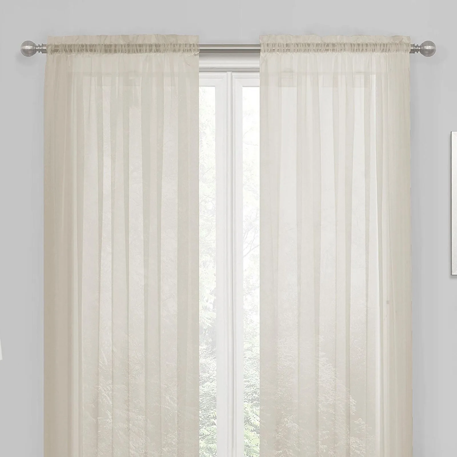 Regal Home Voile Sheer Rod Pocket Single Curtain Panel Linen Brown 54" x 95"