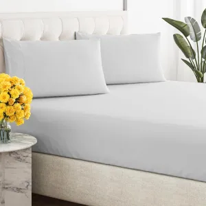 Renee Taylor 300 Thread Count 100% Organic Cotton Fitted and Pillow Case Set  - Vapour