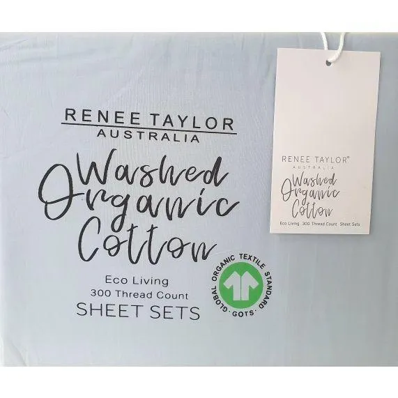 Renee Taylor 300 Thread Count 100 % Organic Cotton Sheet Sets - Baby Blue