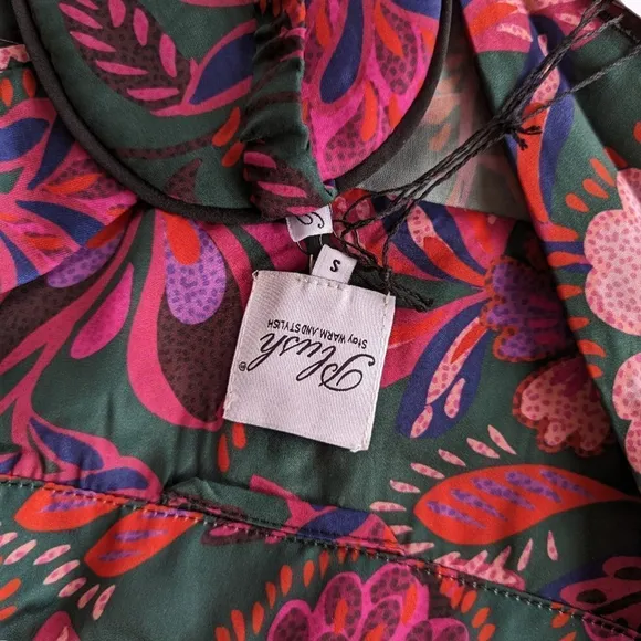 REVOLVE x Plush Faux Dark Green Floral Pj Set   EYE Mask sz S