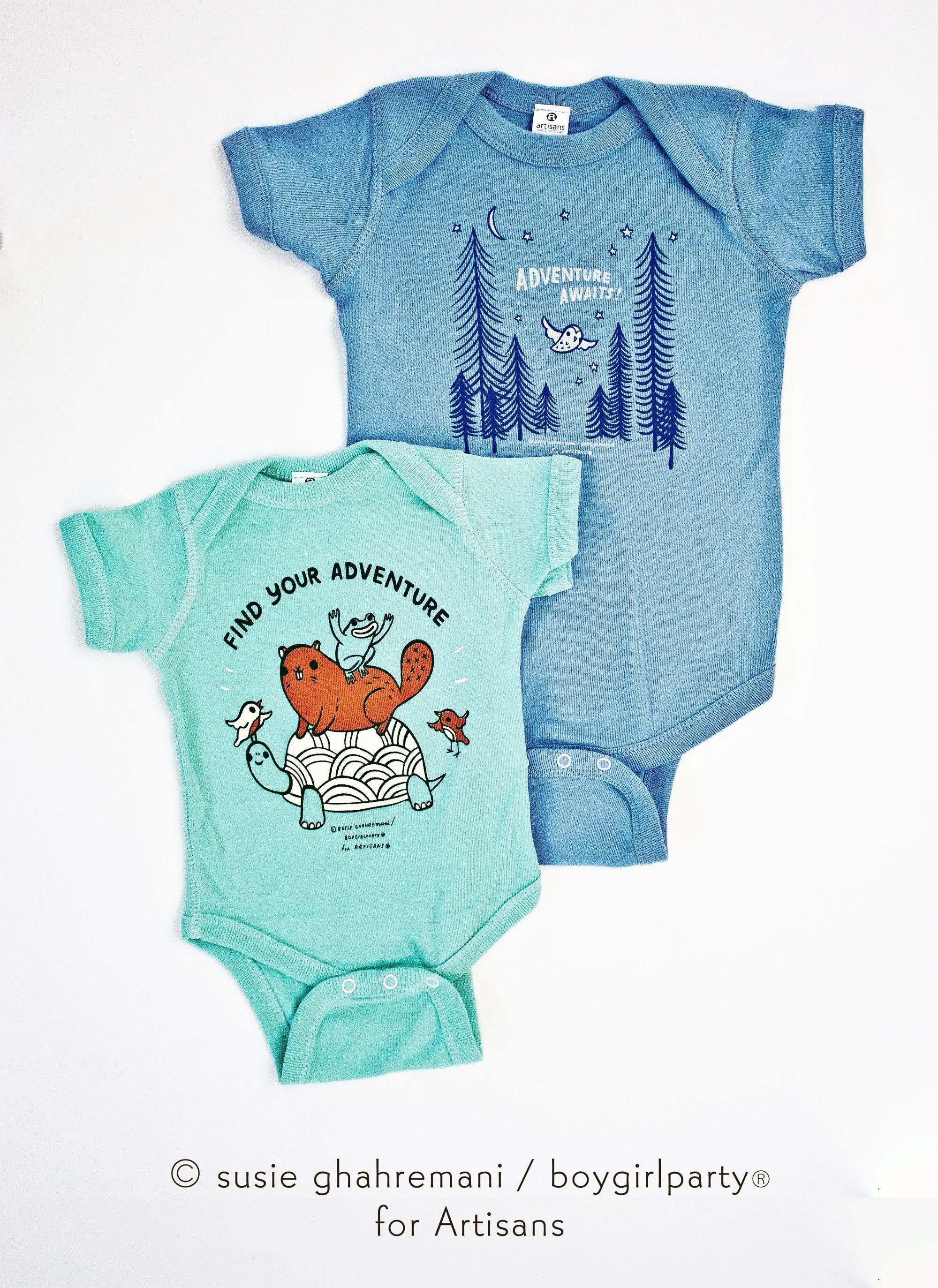 SALE: Find Your Adventure – Animal Baby Onesie (Seafoam)