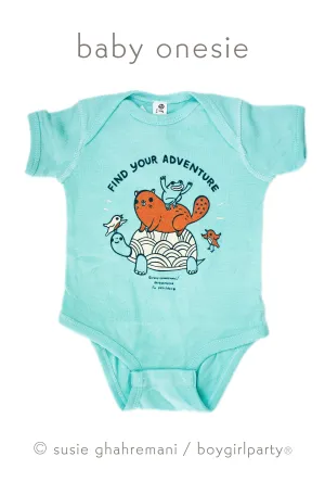 SALE: Find Your Adventure – Animal Baby Onesie (Seafoam)