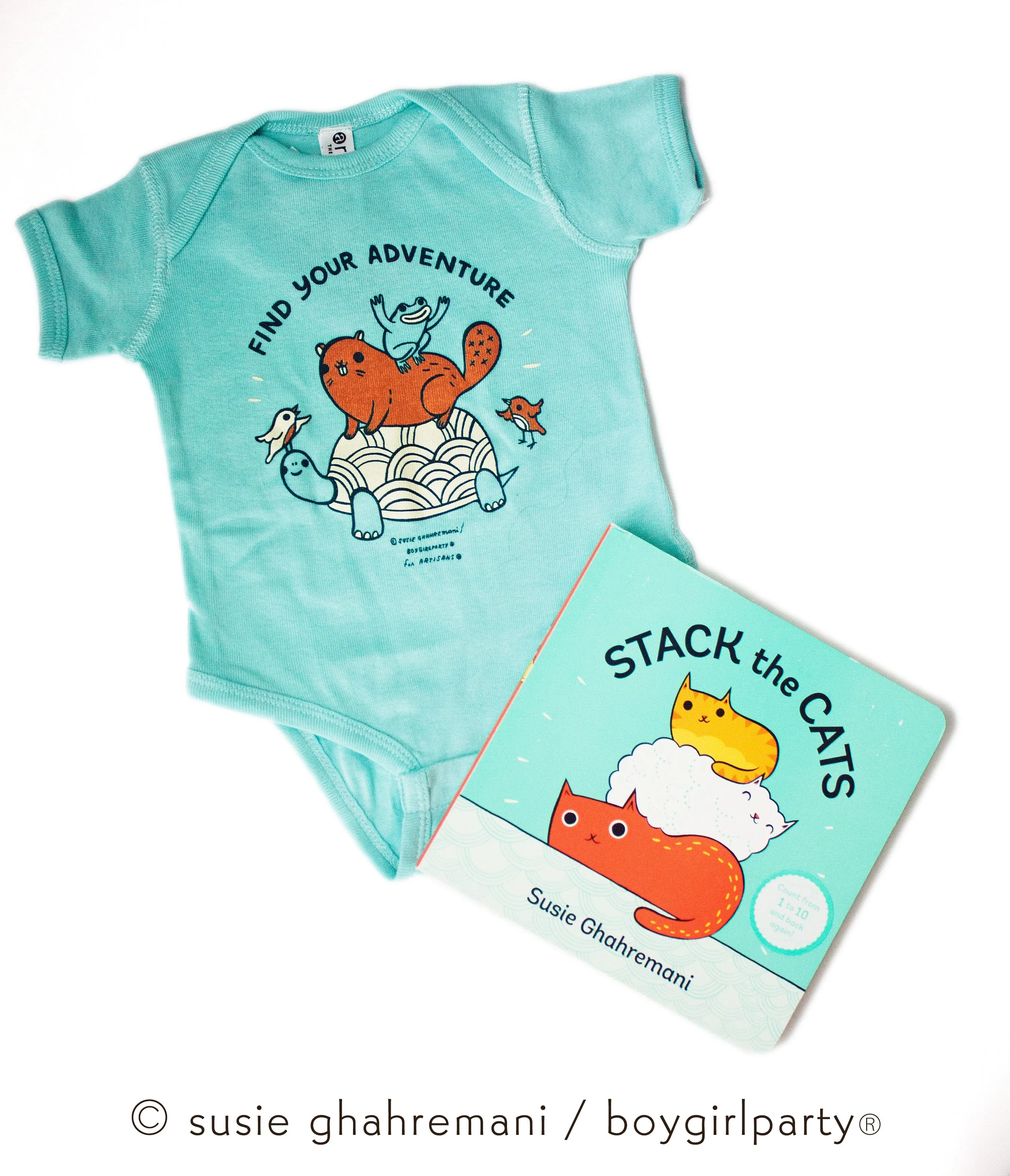 SALE: Find Your Adventure – Animal Baby Onesie (Seafoam)
