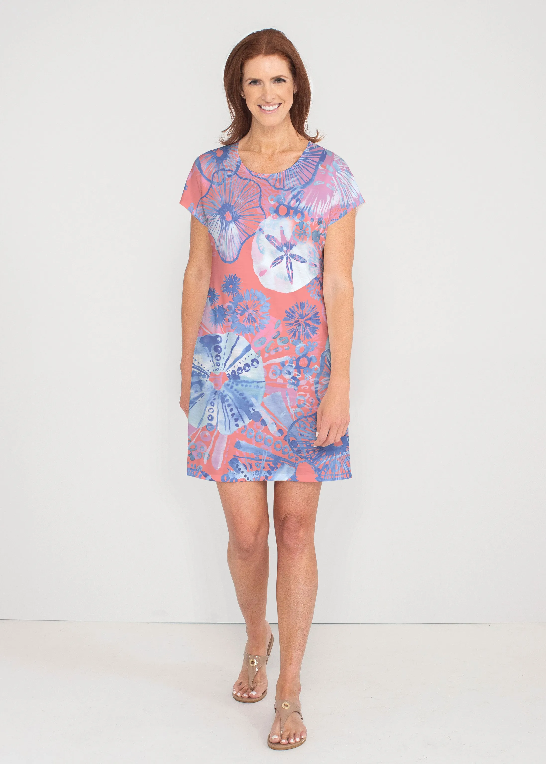 Sand Dollar (16257) ~ French Terry Short Sleeve Crew Dress