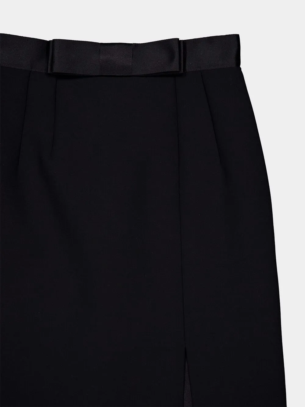 Satin-Waist Wool Pencil Skirt
