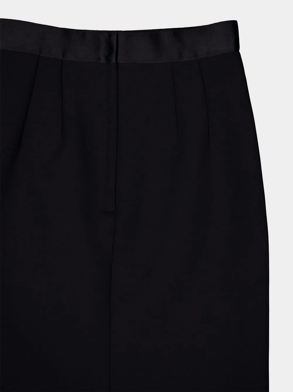 Satin-Waist Wool Pencil Skirt