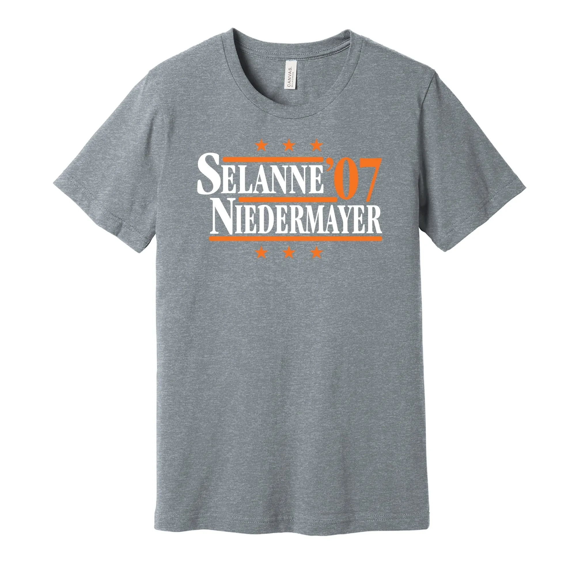 Selanne & Niedermayer '07 - Anaheim Hockey Legends Political Campaign Parody T-Shirt - Hyper Than Hype Shirts