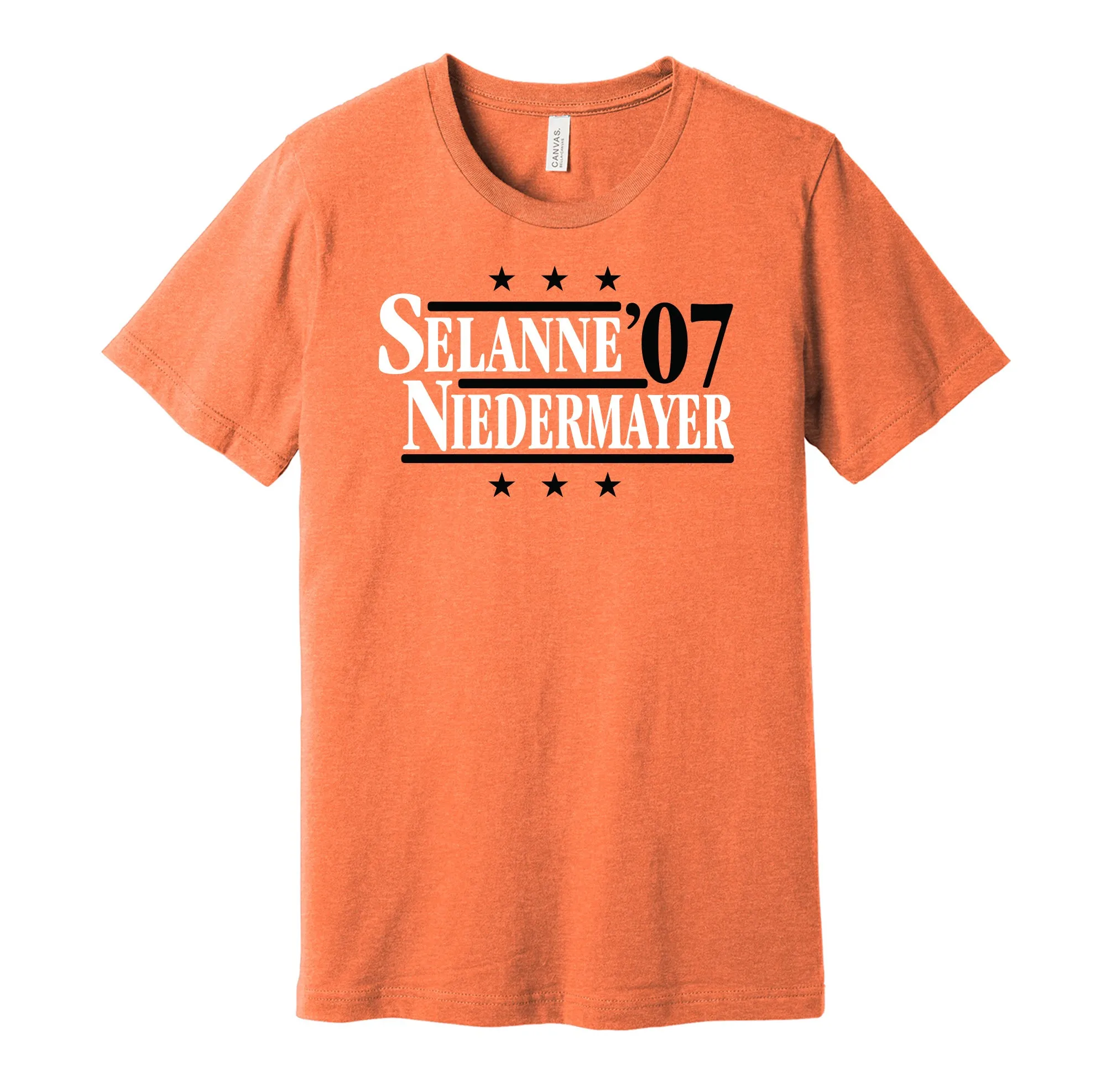 Selanne & Niedermayer '07 - Anaheim Hockey Legends Political Campaign Parody T-Shirt - Hyper Than Hype Shirts