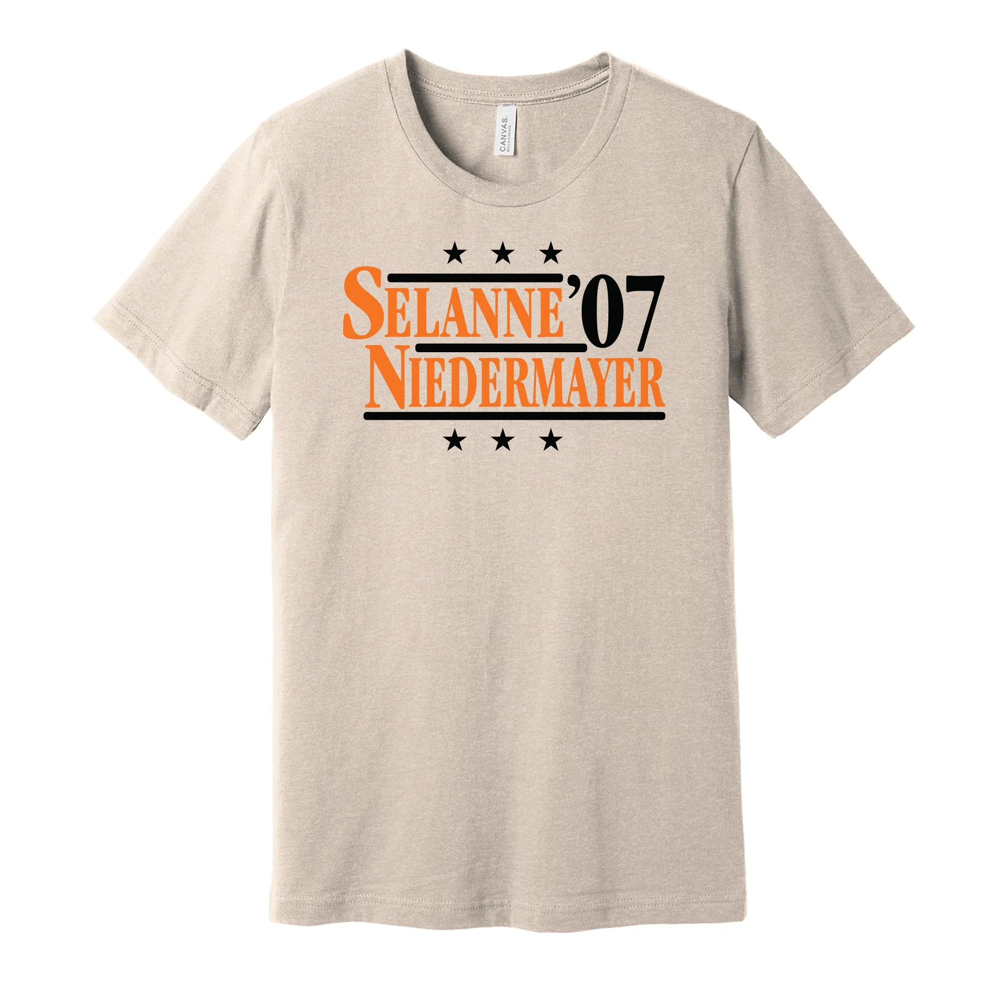 Selanne & Niedermayer '07 - Anaheim Hockey Legends Political Campaign Parody T-Shirt - Hyper Than Hype Shirts