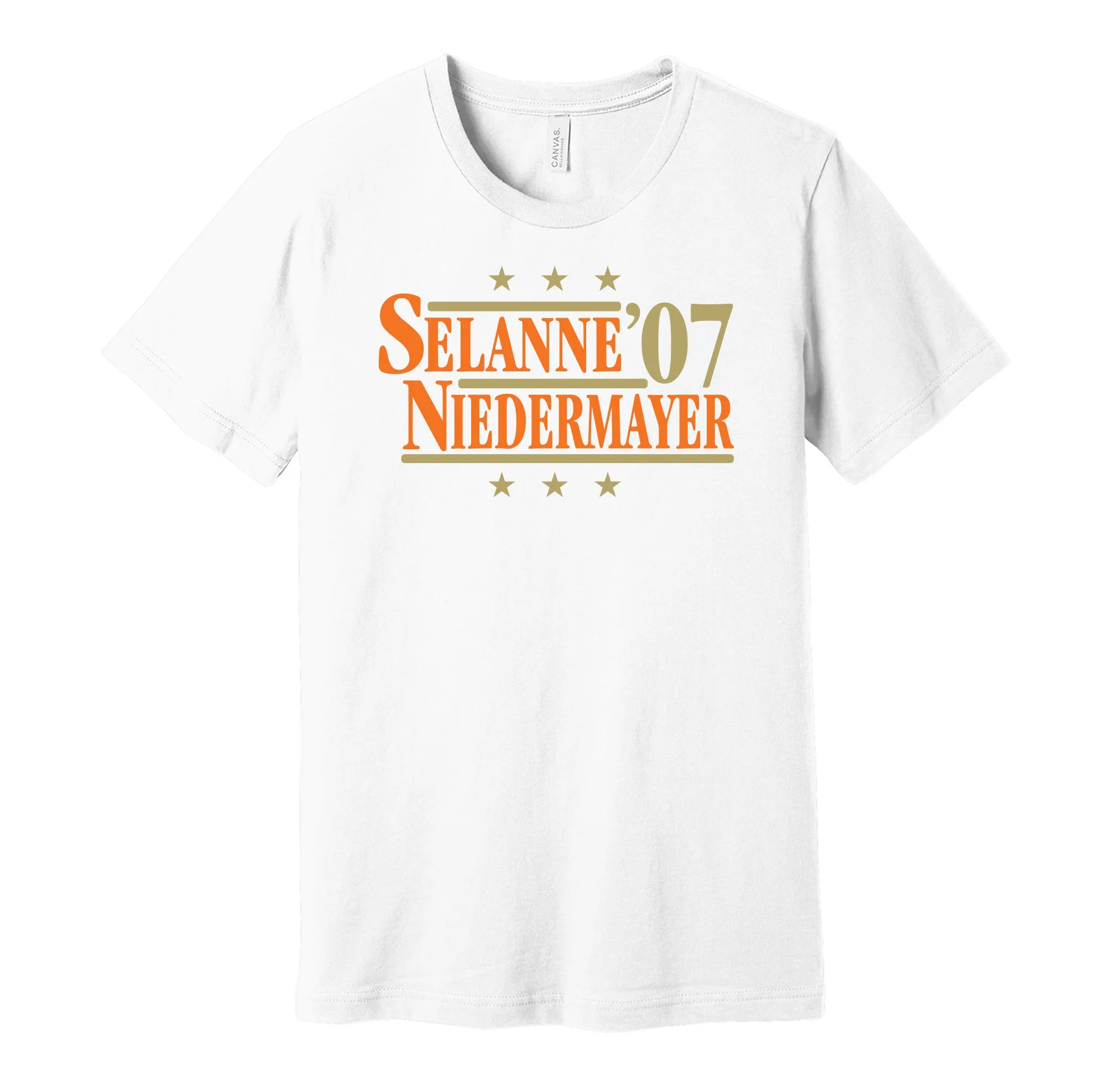 Selanne & Niedermayer '07 - Anaheim Hockey Legends Political Campaign Parody T-Shirt - Hyper Than Hype Shirts