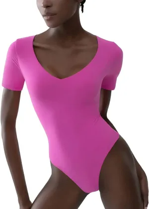 Sexy One Piece Shapewear Bodysuit  Square Neck, Short Sleeve
