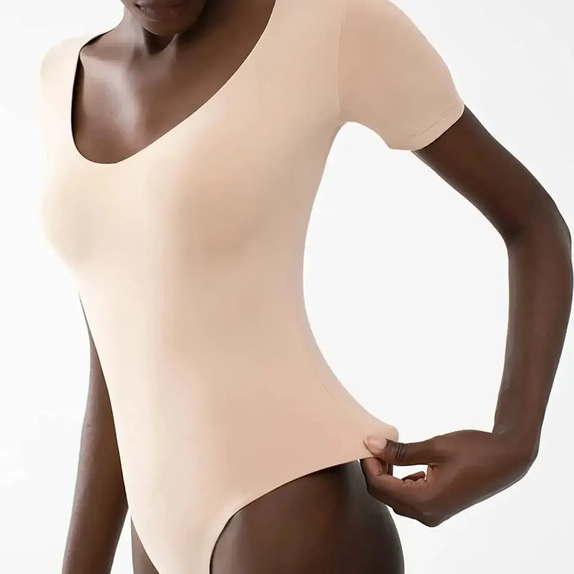 Sexy One Piece Shapewear Bodysuit  Square Neck, Short Sleeve