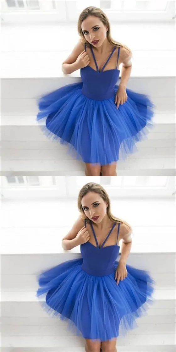 Sexy Royal Blue Sleeveless Cheap Short Homecoming Dresses, QB0220
