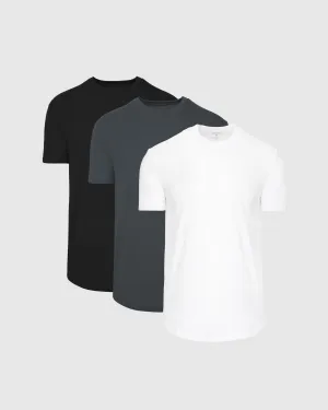 Short Sleeve Curved Hem Crew 3-Pack