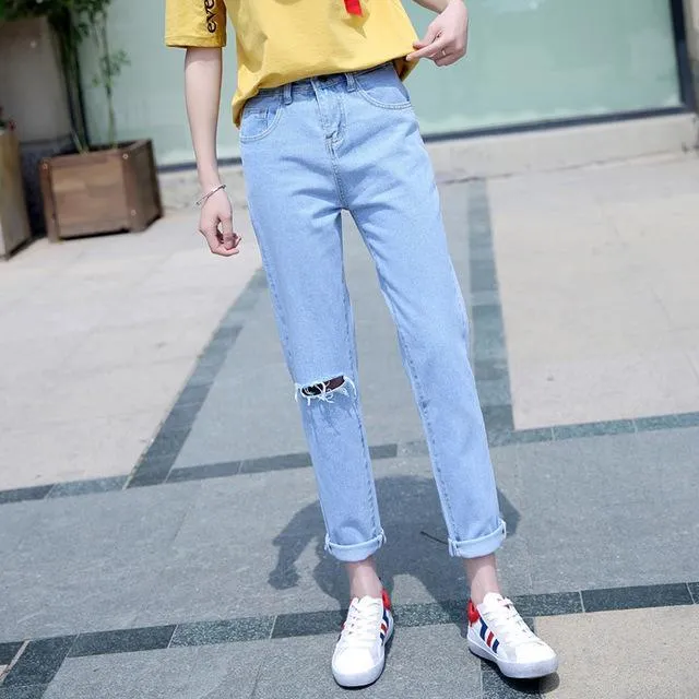 Shredded Denim Pants