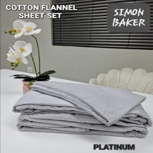 Simon Baker Cotton Flannel Winter Sheet Set Platinum 4 Piece