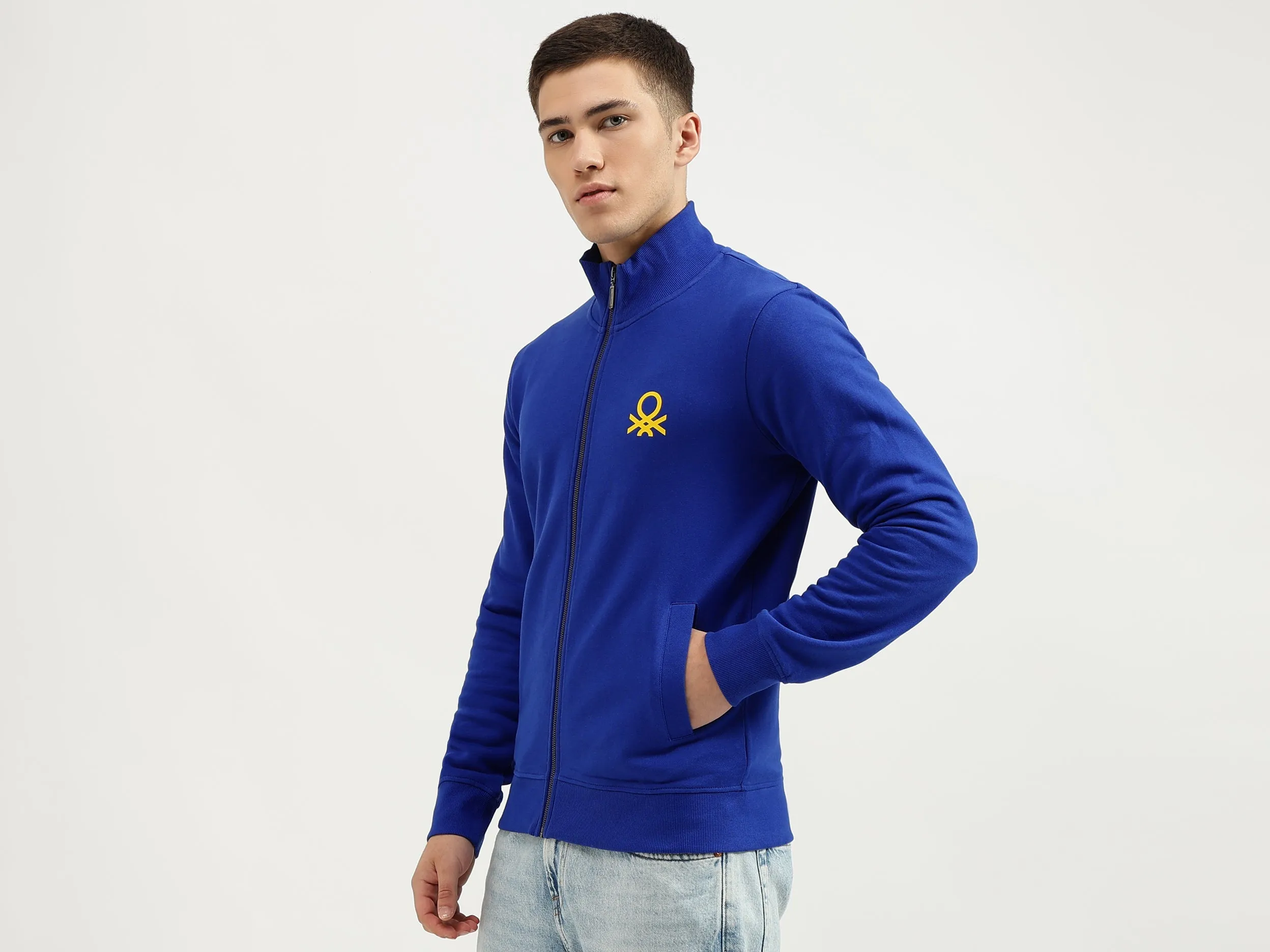 Slim Fit High Neck Solid Sweatshirts