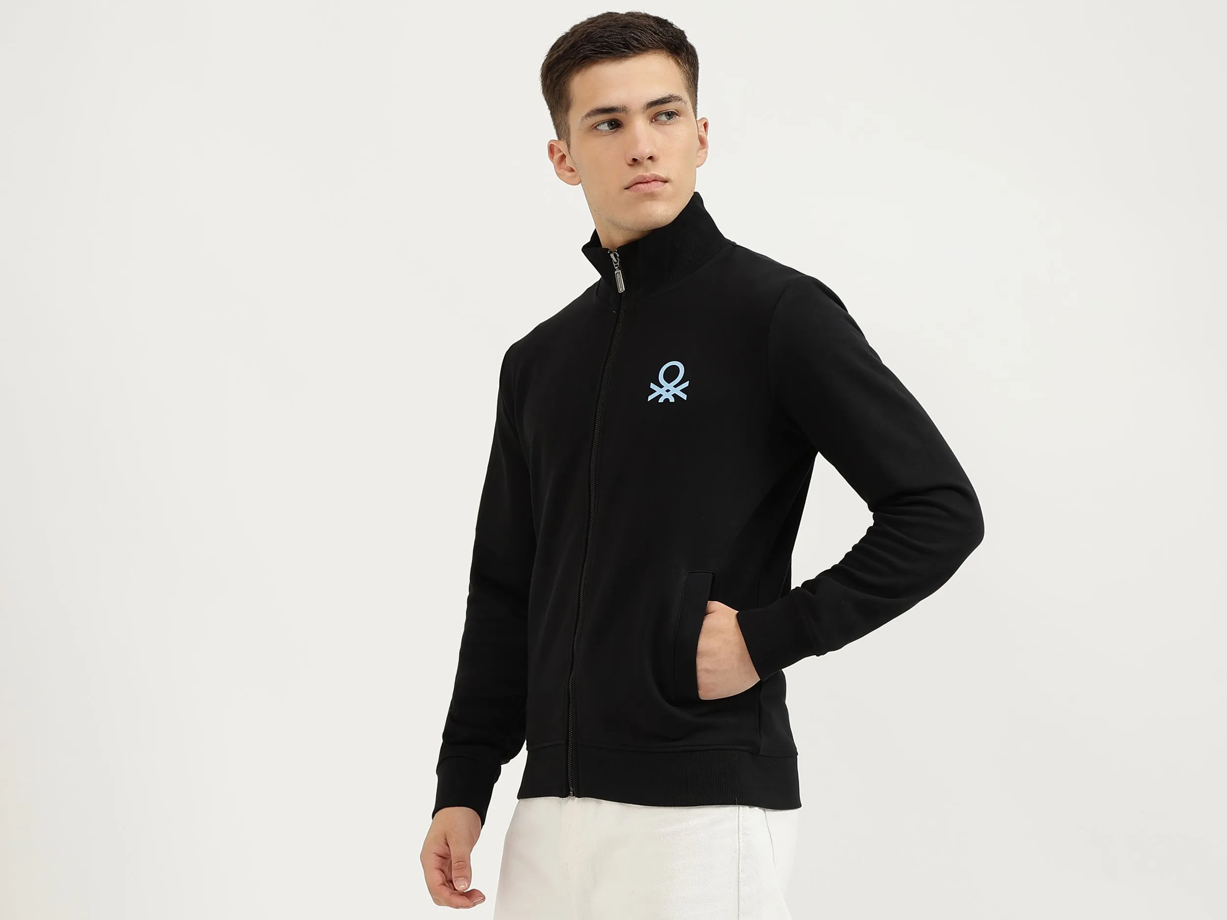 Slim Fit High Neck Solid Sweatshirts
