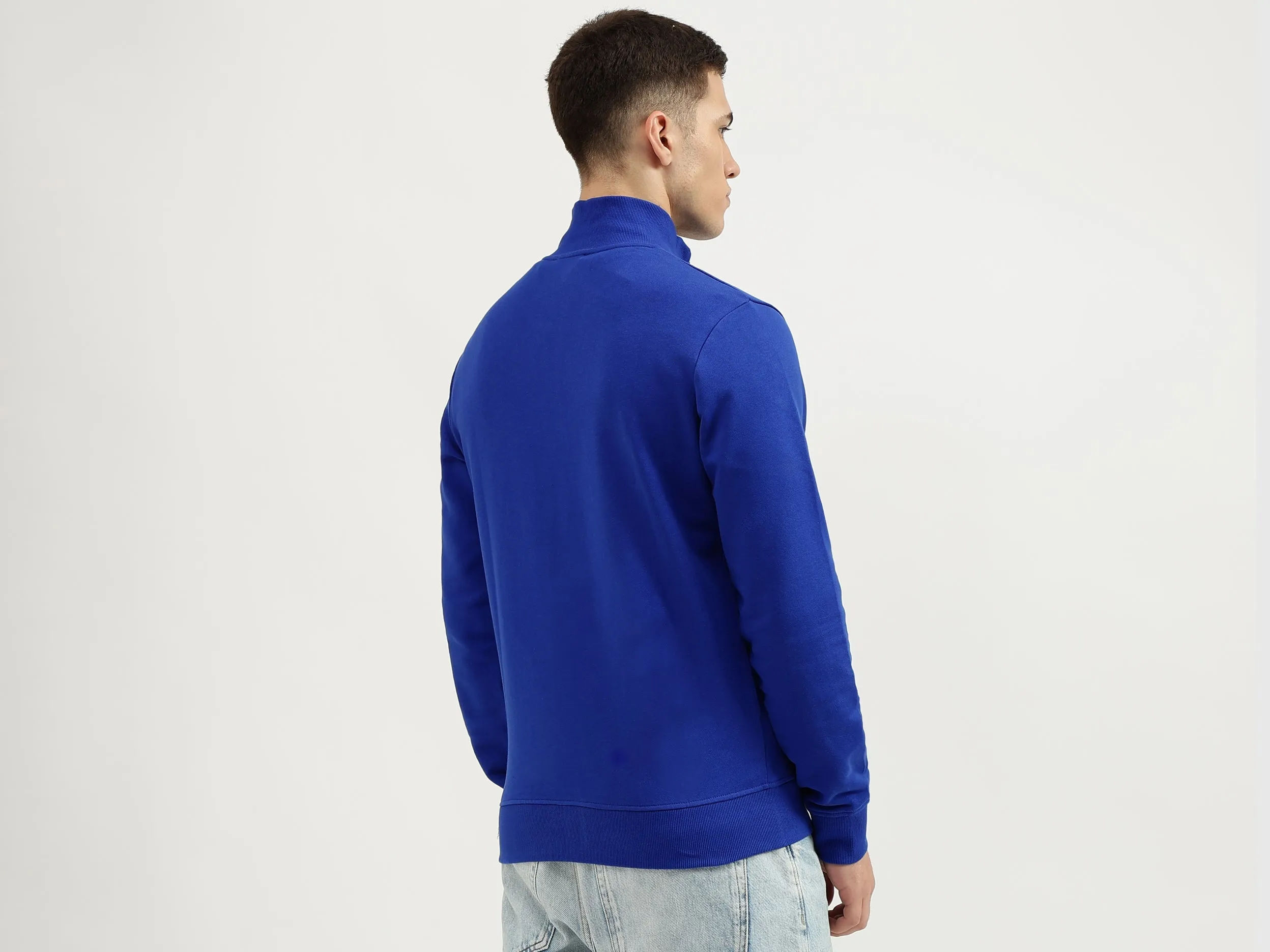 Slim Fit High Neck Solid Sweatshirts