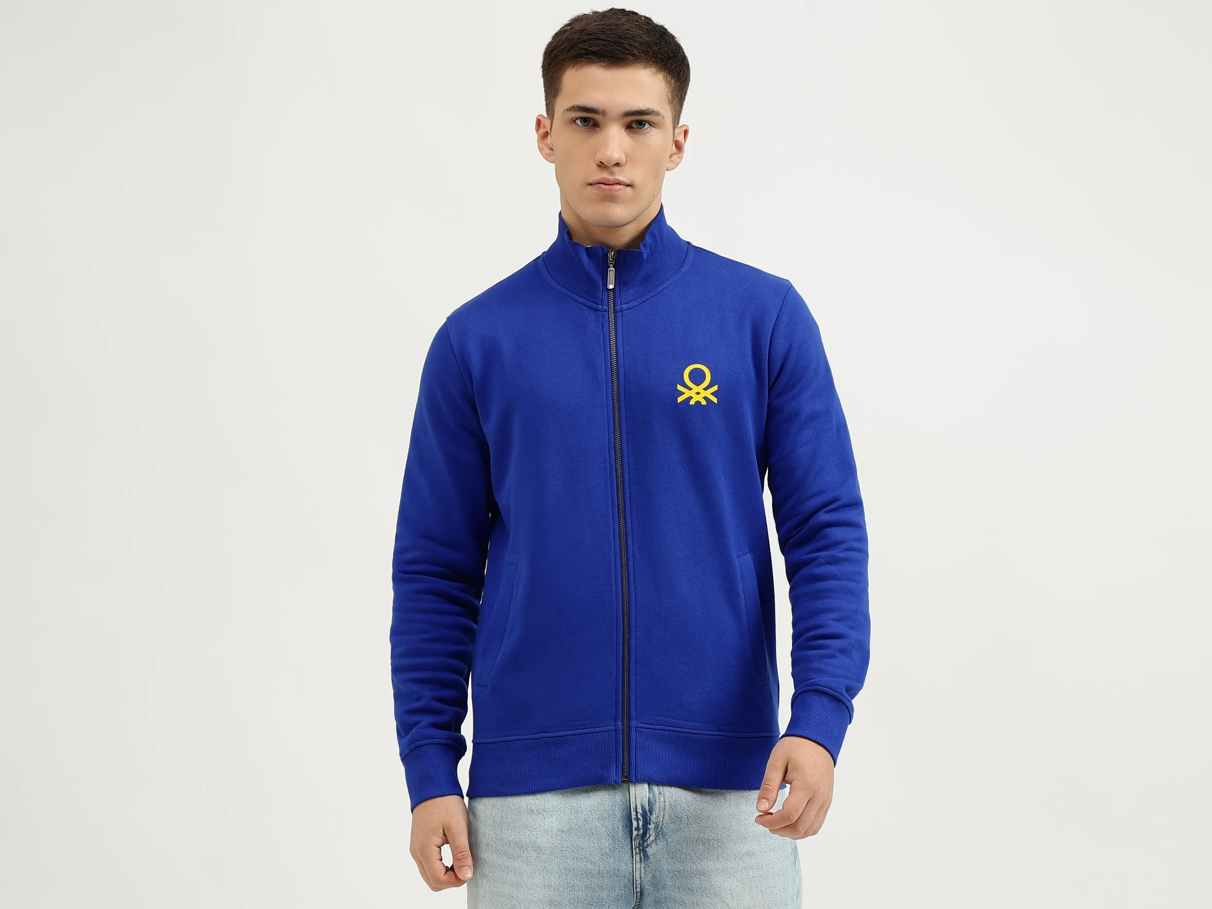 Slim Fit High Neck Solid Sweatshirts
