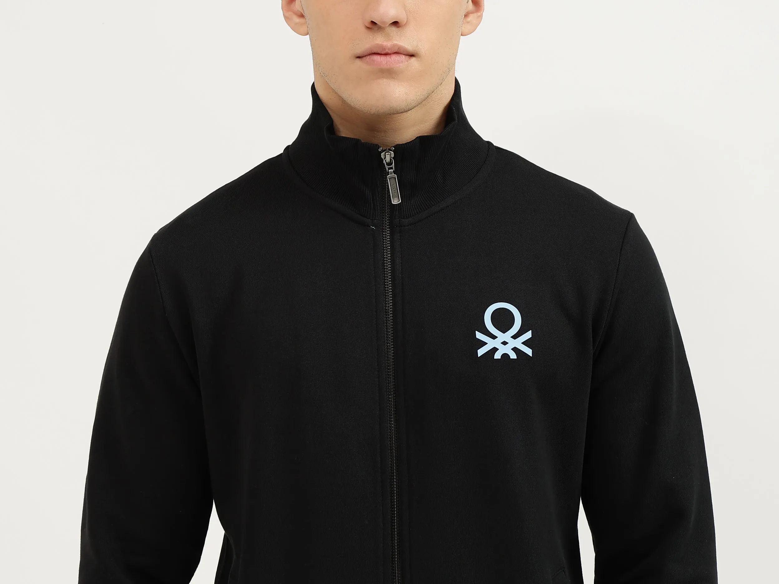 Slim Fit High Neck Solid Sweatshirts