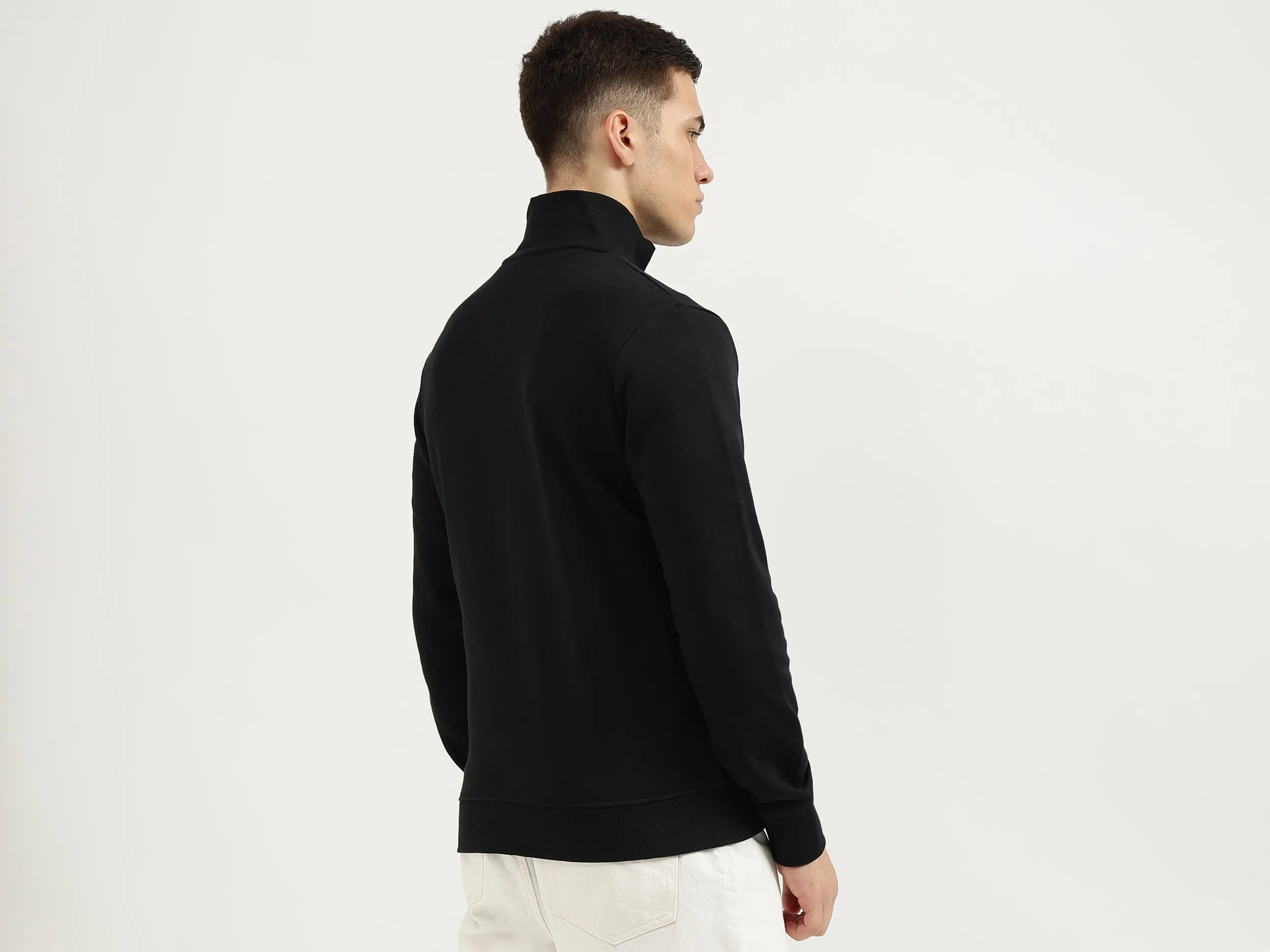 Slim Fit High Neck Solid Sweatshirts
