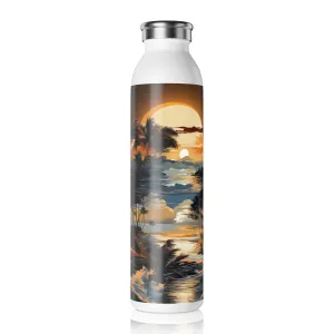 Slim Water Bottle - Bjrn Padmasana Palm Trees