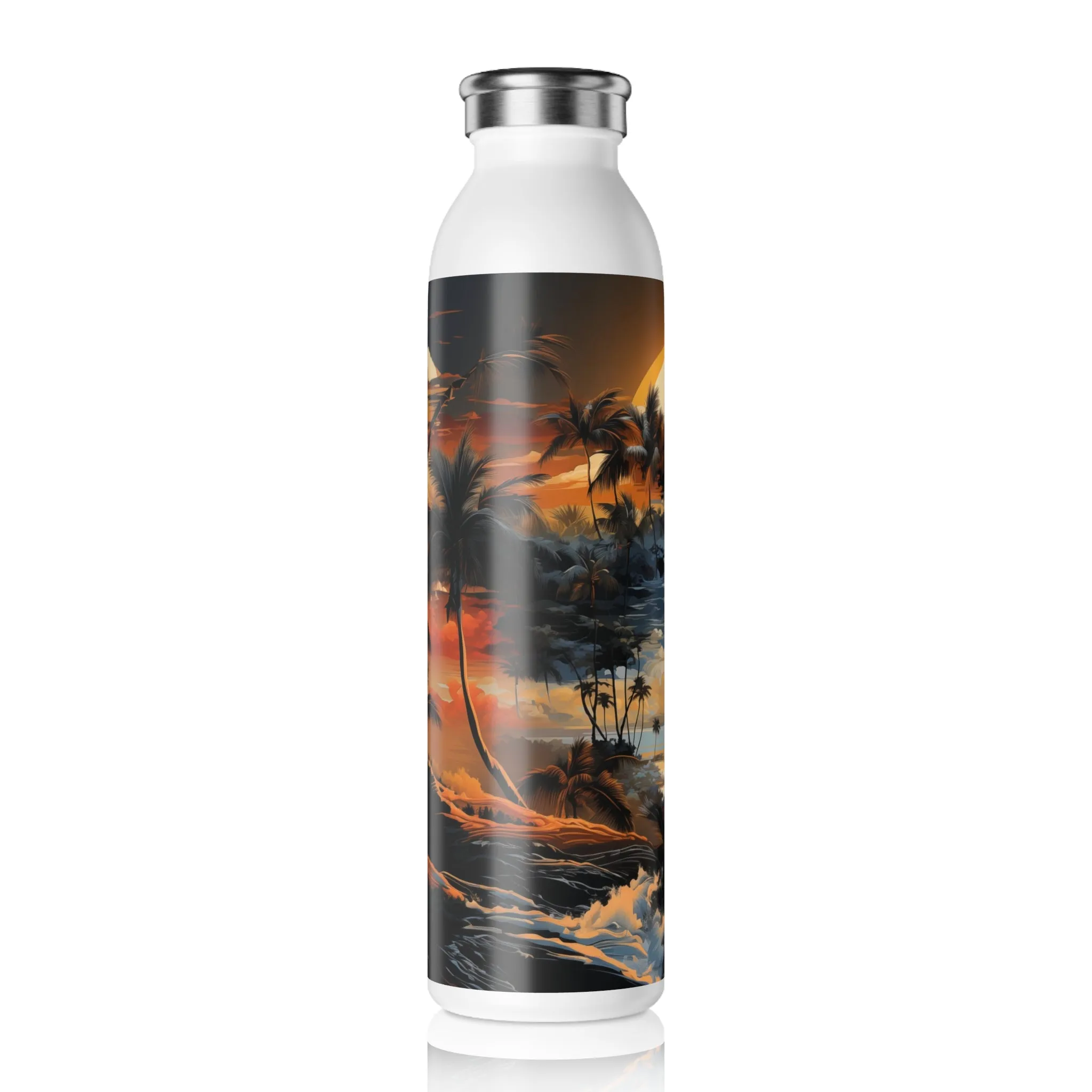 Slim Water Bottle - Bjrn Padmasana Palm Trees