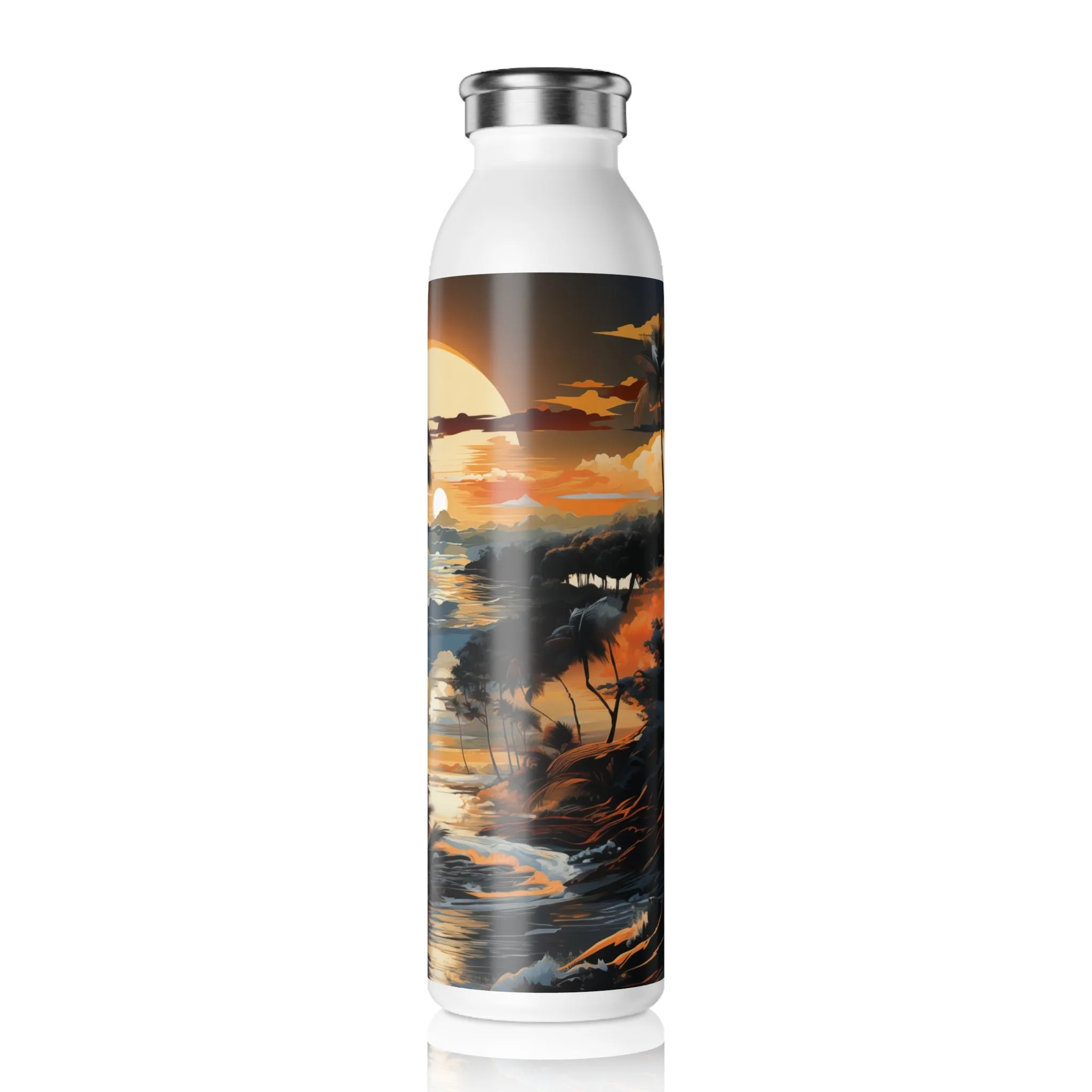 Slim Water Bottle - Bjrn Padmasana Palm Trees