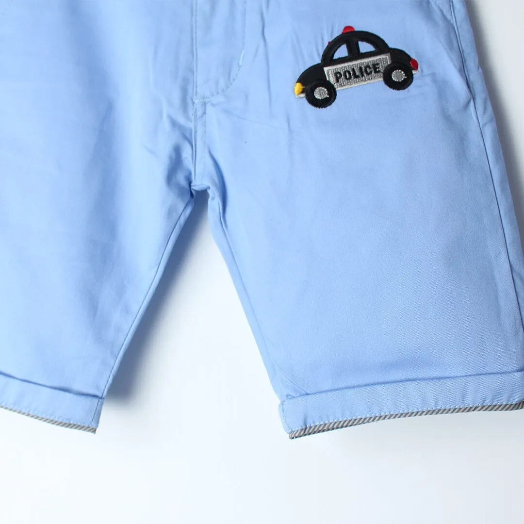 Smart Blue Themed Summer Boys Short