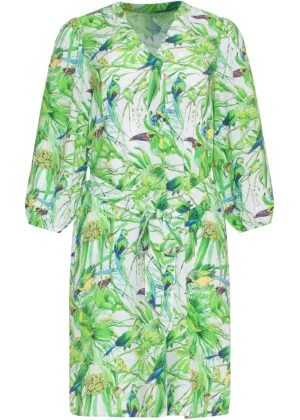Smashed Lemon Parrots Talking 70's Dress White