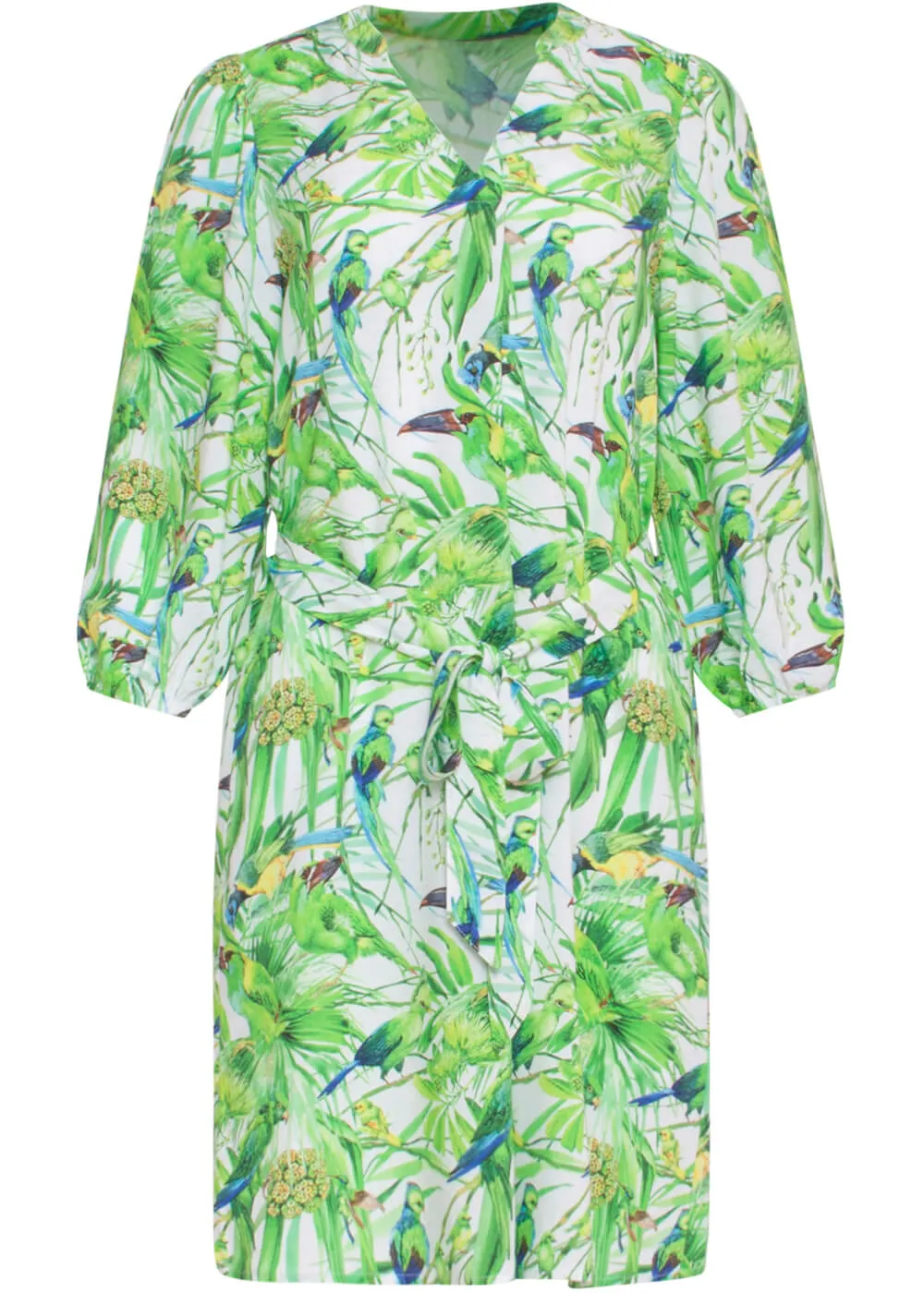 Smashed Lemon Parrots Talking 70's Dress White