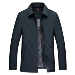 Solid Color Fitted Puffer Jacket with Button Front for a Sleek Look