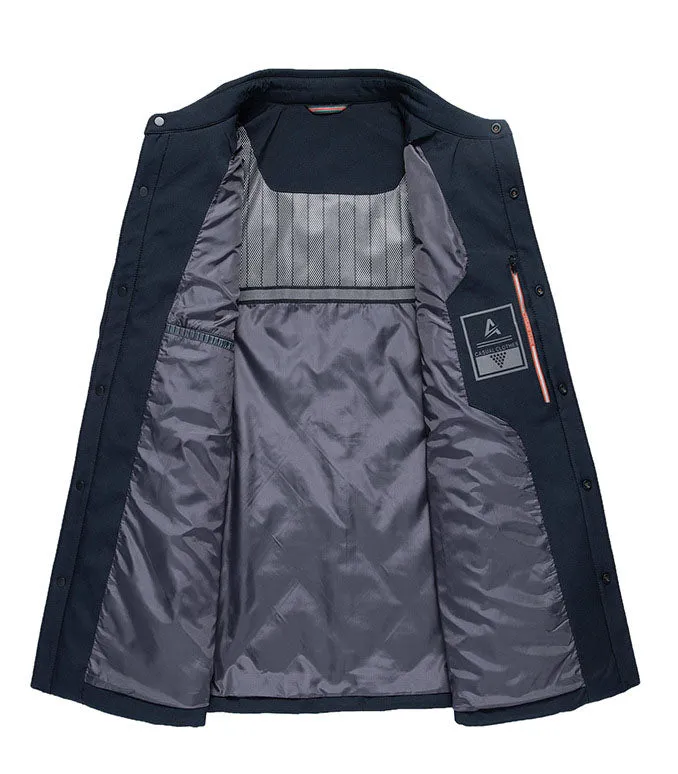 Solid Color Fitted Puffer Jacket with Button Front for a Sleek Look