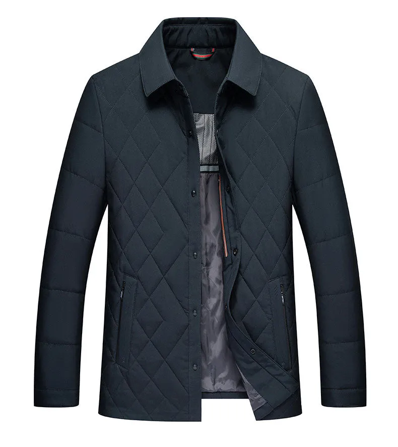 Solid Color Fitted Puffer Jacket with Button Front for a Sleek Look