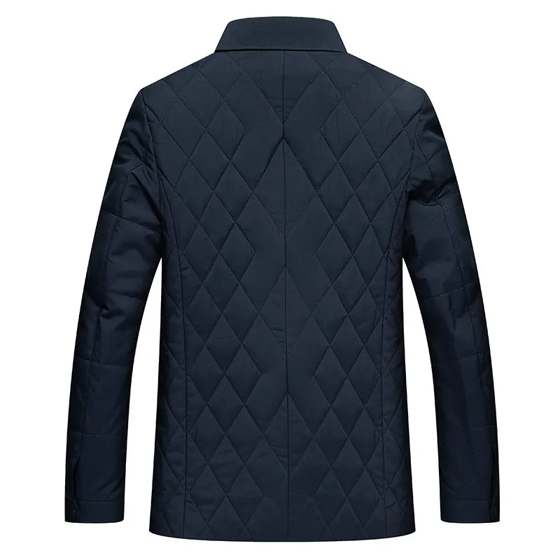Solid Color Fitted Puffer Jacket with Button Front for a Sleek Look