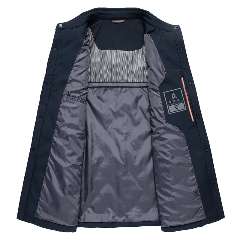 Solid Color Fitted Puffer Jacket with Button Front for a Sleek Look