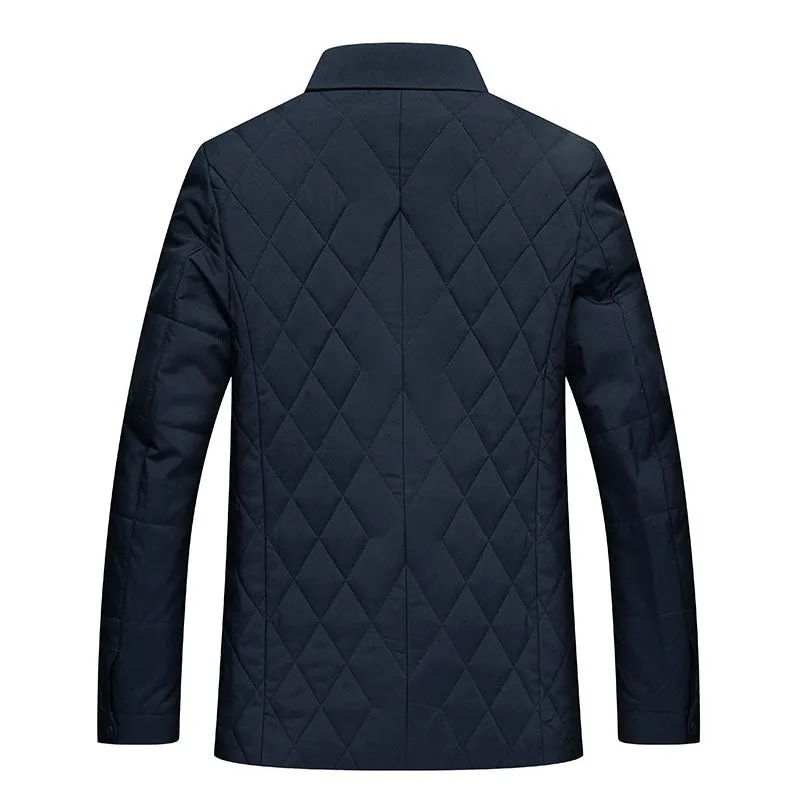 Solid Color Fitted Puffer Jacket with Button Front for a Sleek Look