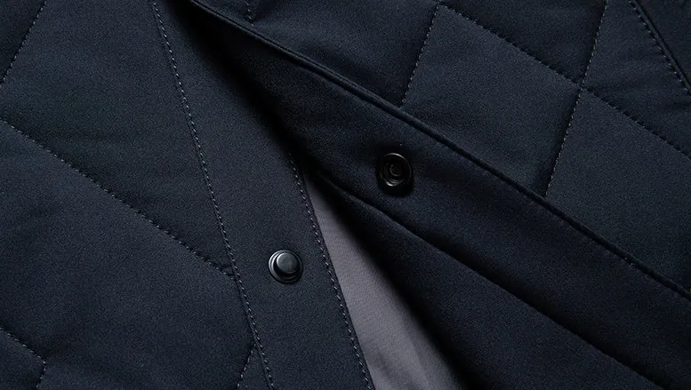 Solid Color Fitted Puffer Jacket with Button Front for a Sleek Look