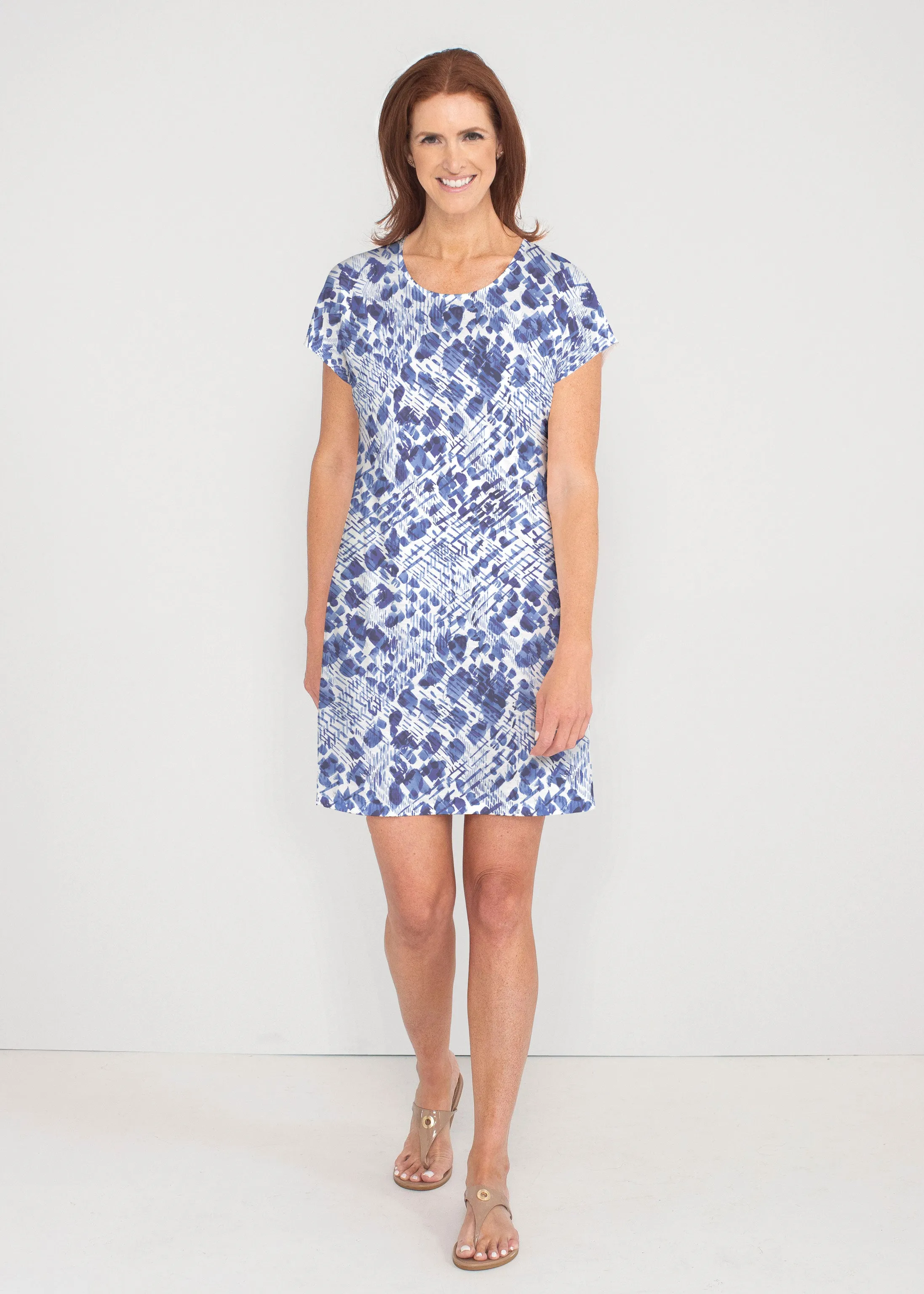 Sophia (8056) ~ French Terry Short Sleeve Crew Dress