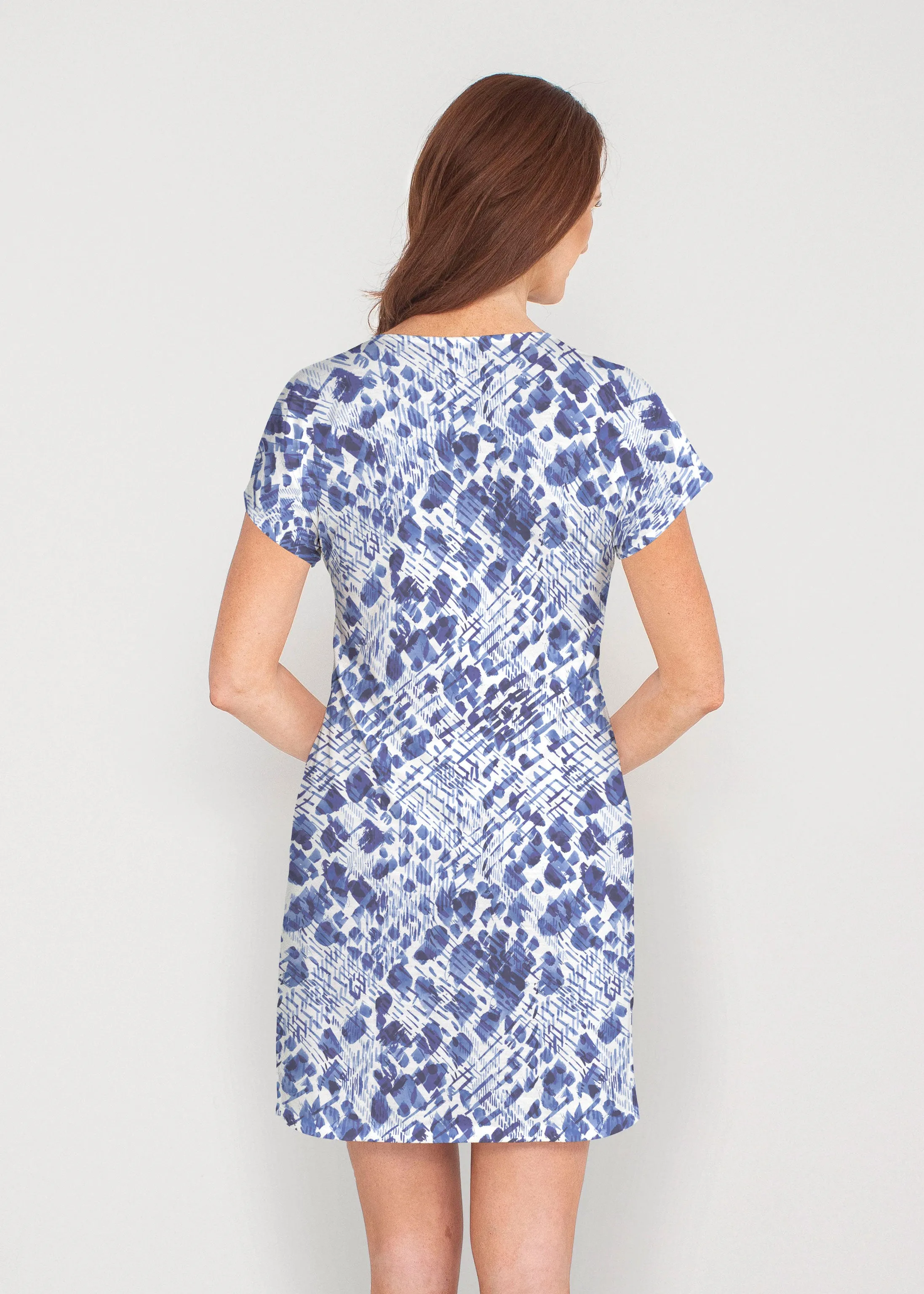 Sophia (8056) ~ French Terry Short Sleeve Crew Dress