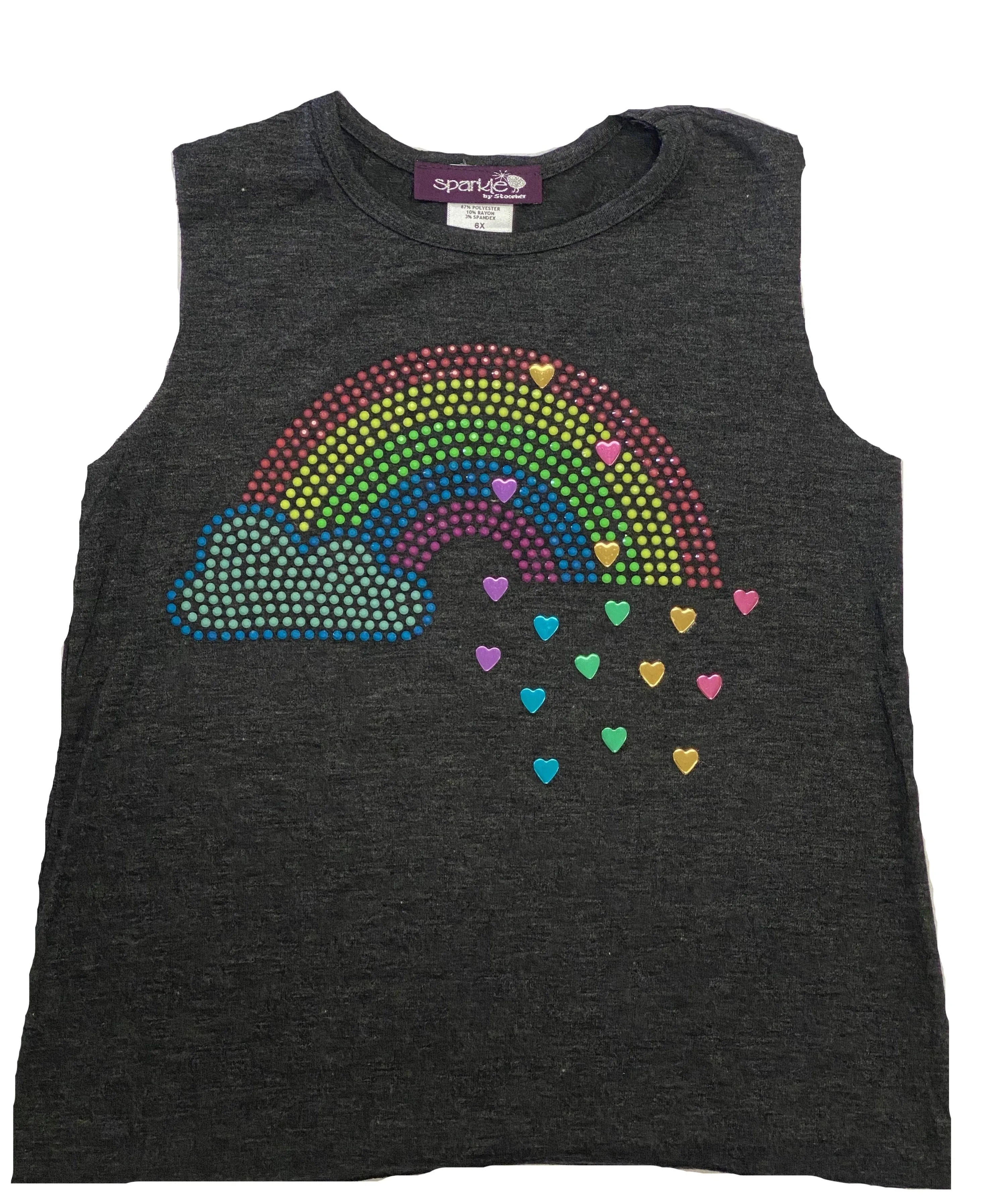 Sparkle by Stoopher Rainbow Raw Edge Burnout Tank