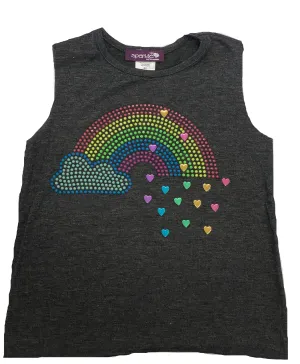 Sparkle by Stoopher Rainbow Raw Edge Burnout Tank