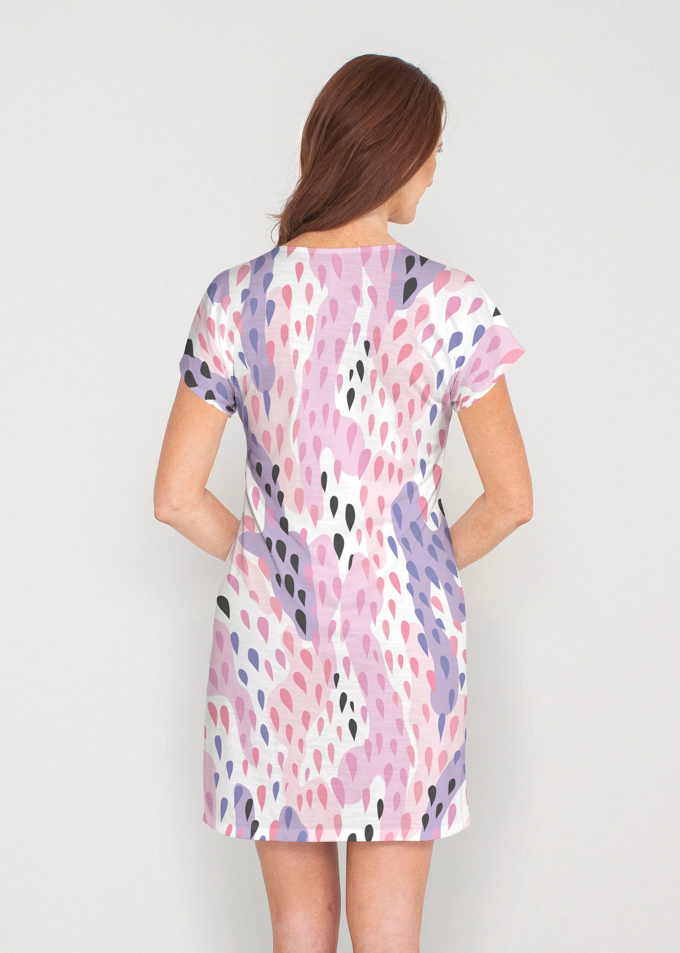 Spring Rain (14268) ~ French Terry Short Sleeve Crew Dress