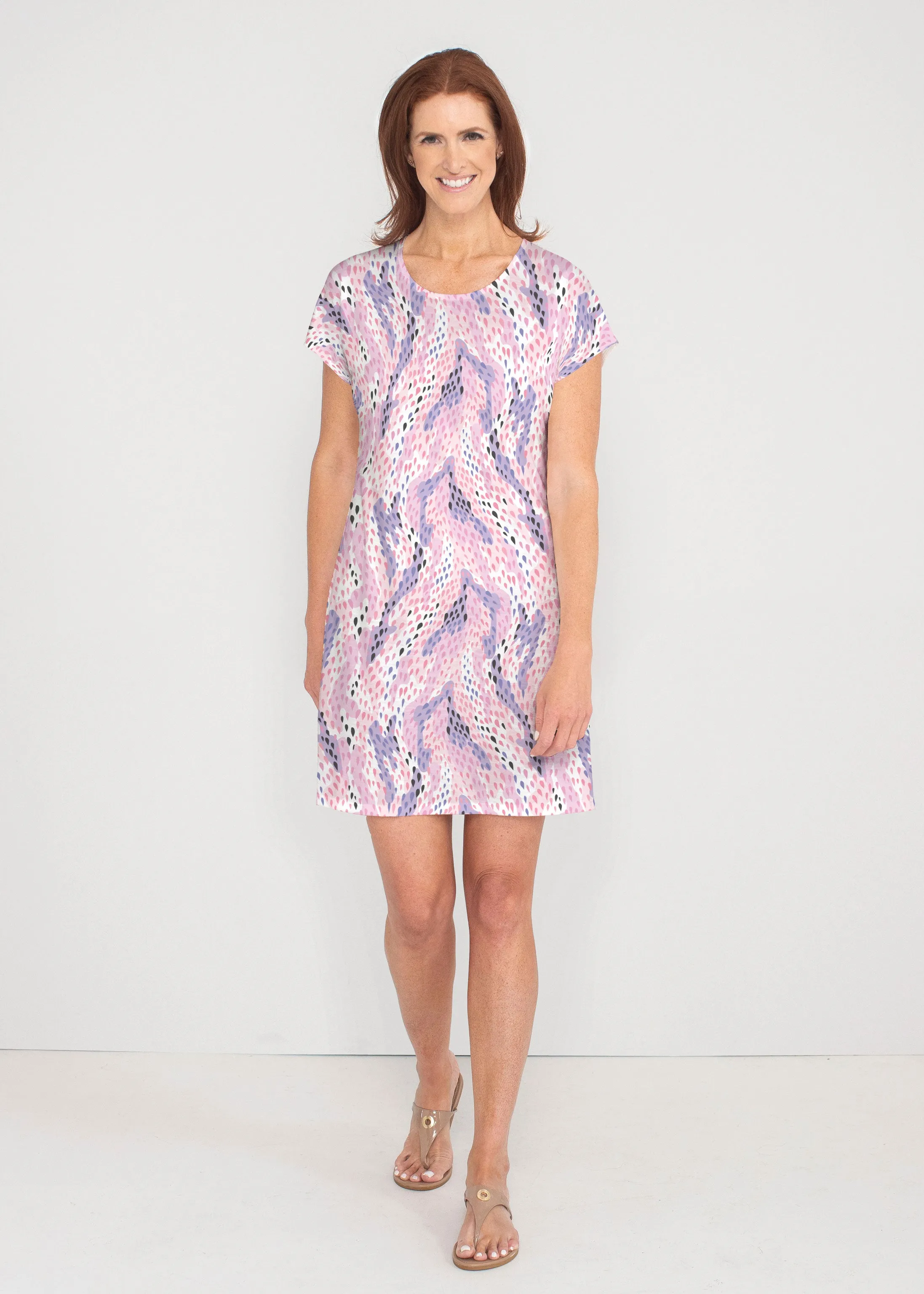 Spring Rain (14268) ~ French Terry Short Sleeve Crew Dress