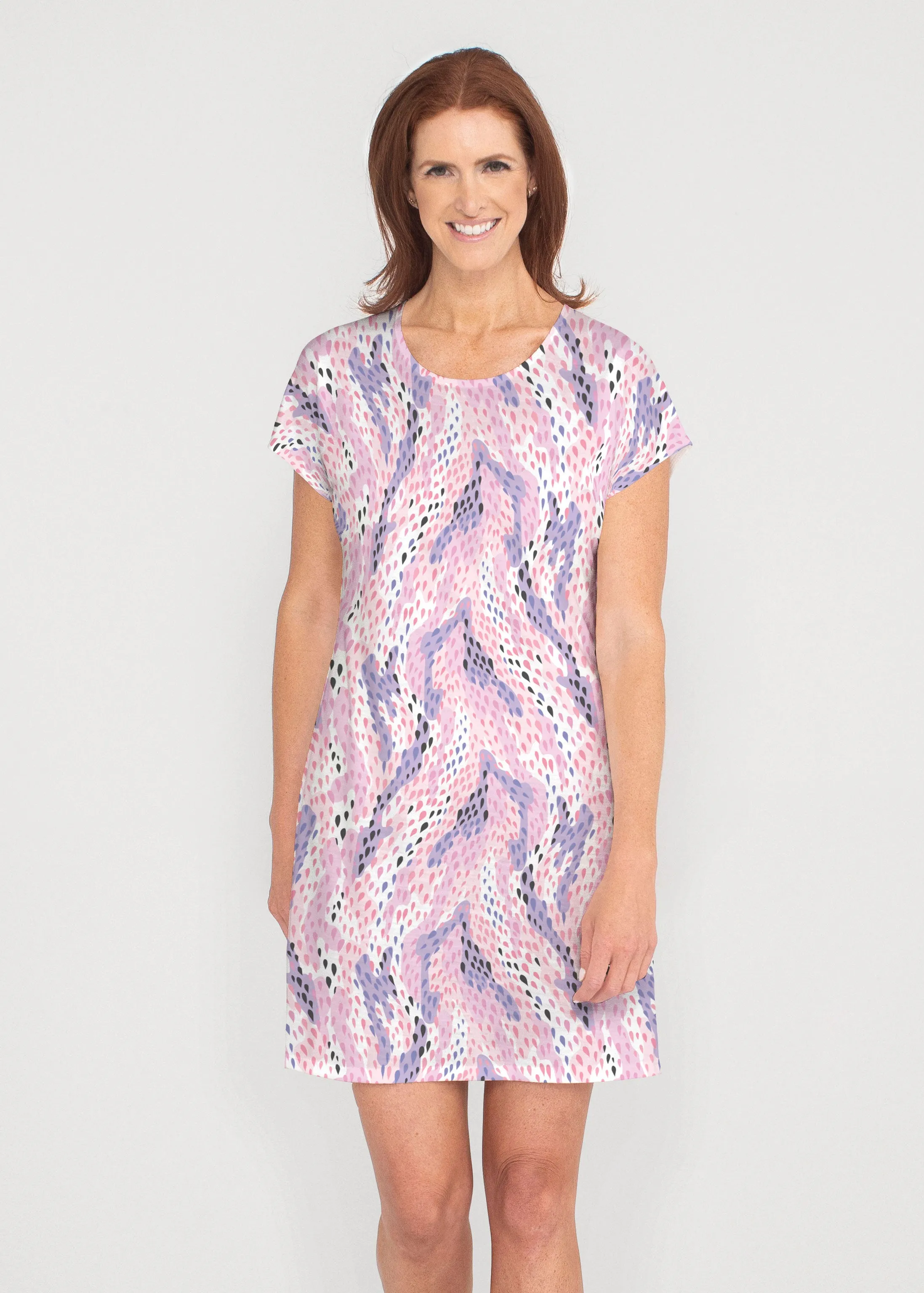 Spring Rain (14268) ~ French Terry Short Sleeve Crew Dress